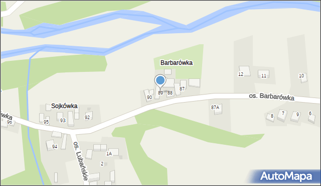 Ochotnica Dolna, Osiedle Barbarówka, 89, mapa Ochotnica Dolna