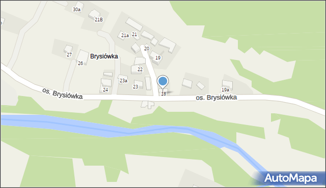 Ochotnica Dolna, Osiedle Brysiówka, 18, mapa Ochotnica Dolna