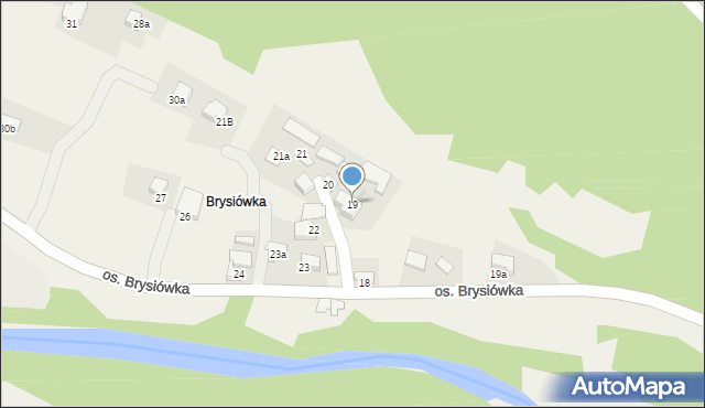Ochotnica Dolna, Osiedle Brysiówka, 19, mapa Ochotnica Dolna