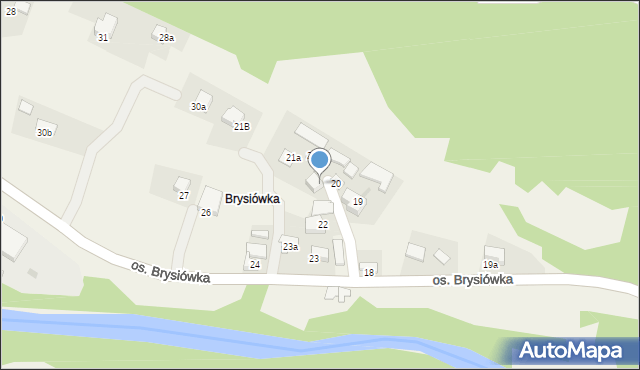 Ochotnica Dolna, Osiedle Brysiówka, 20a, mapa Ochotnica Dolna