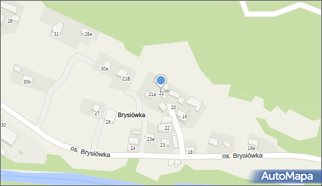 Ochotnica Dolna, Osiedle Brysiówka, 21, mapa Ochotnica Dolna