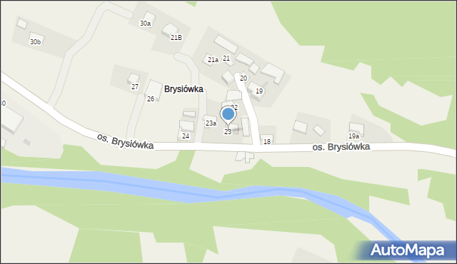 Ochotnica Dolna, Osiedle Brysiówka, 23, mapa Ochotnica Dolna