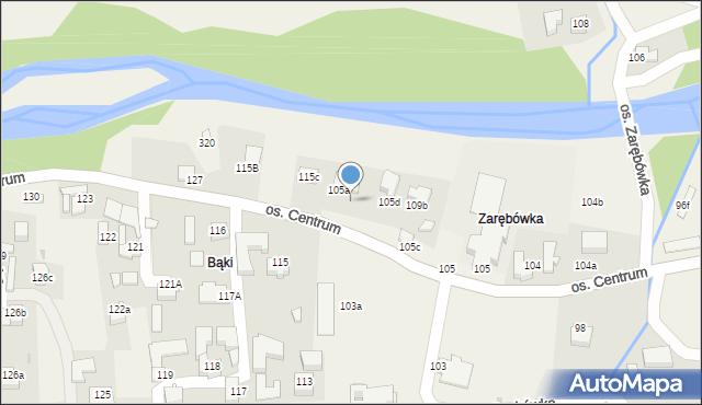 Ochotnica Dolna, Osiedle Centrum, 105a, mapa Ochotnica Dolna