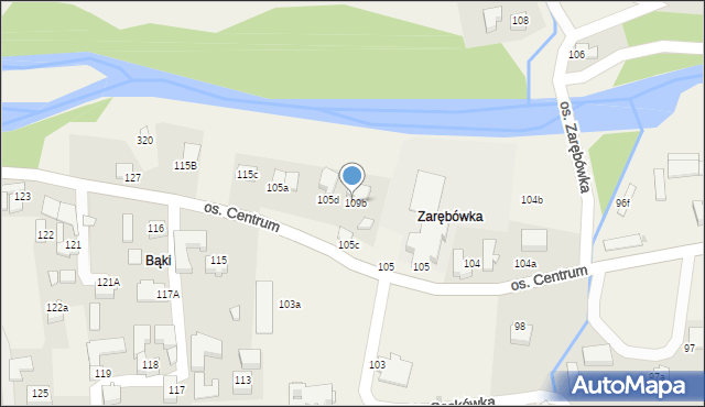 Ochotnica Dolna, Osiedle Centrum, 105b, mapa Ochotnica Dolna