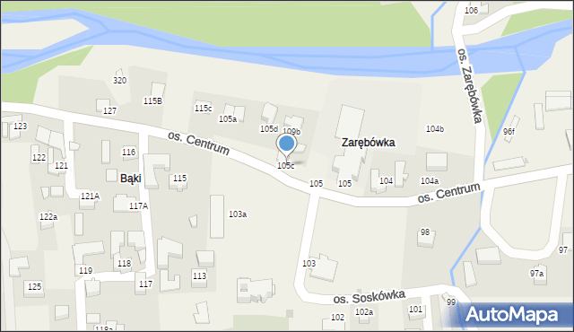 Ochotnica Dolna, Osiedle Centrum, 105c, mapa Ochotnica Dolna
