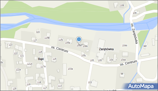Ochotnica Dolna, Osiedle Centrum, 105d, mapa Ochotnica Dolna