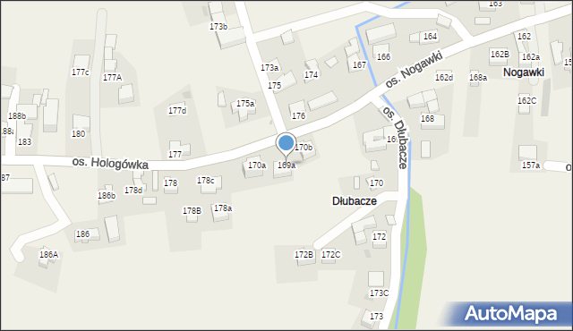 Ochotnica Dolna, Osiedle Dłubacze, 169a, mapa Ochotnica Dolna