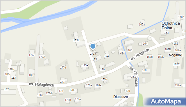 Ochotnica Dolna, Osiedle Dłubacze, 173a, mapa Ochotnica Dolna