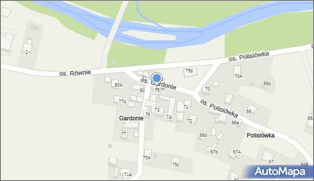 Ochotnica Dolna, Osiedle Gardonie, 75, mapa Ochotnica Dolna