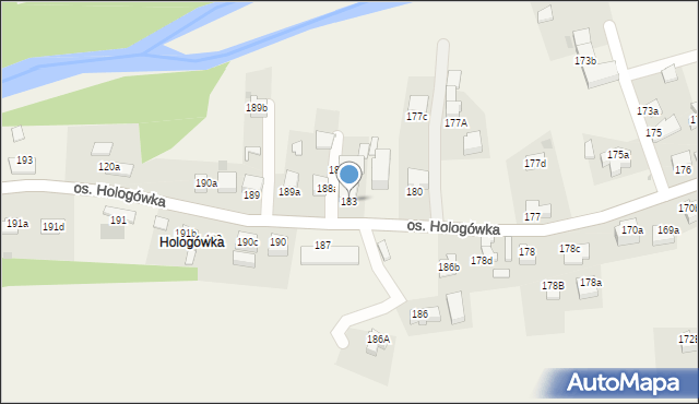 Ochotnica Dolna, Osiedle Hologówka, 183, mapa Ochotnica Dolna