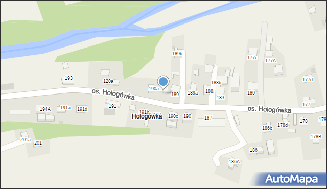 Ochotnica Dolna, Osiedle Hologówka, 190b, mapa Ochotnica Dolna