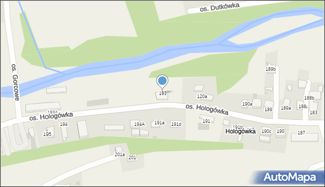 Ochotnica Dolna, Osiedle Hologówka, 193, mapa Ochotnica Dolna