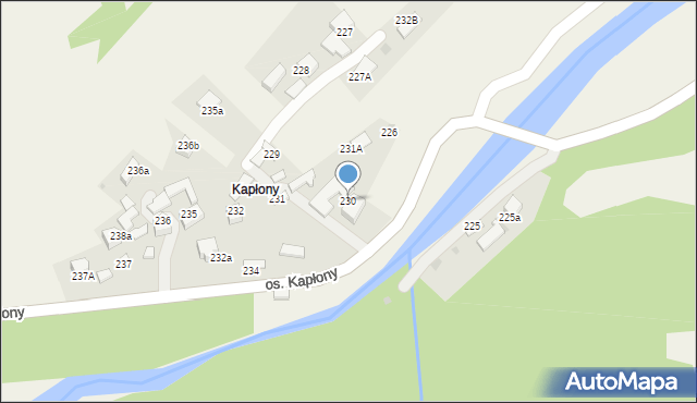 Ochotnica Dolna, Osiedle Kapłony, 230, mapa Ochotnica Dolna