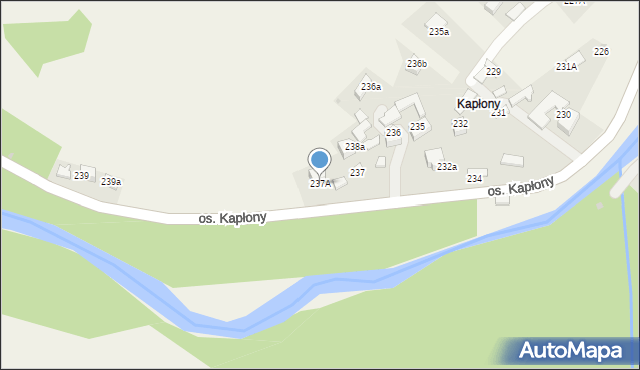 Ochotnica Dolna, Osiedle Kapłony, 237A, mapa Ochotnica Dolna