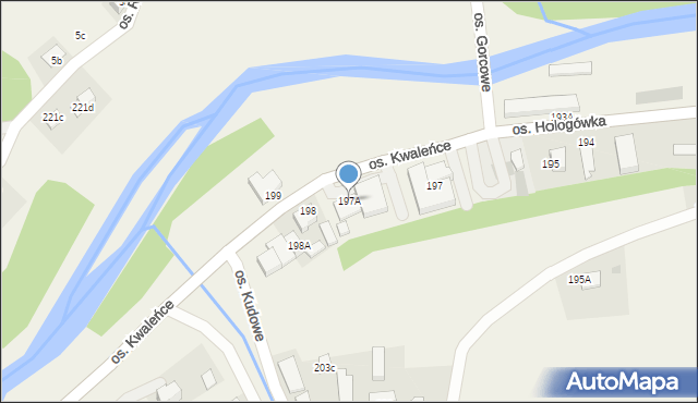 Ochotnica Dolna, Osiedle Kudowe, 197a, mapa Ochotnica Dolna