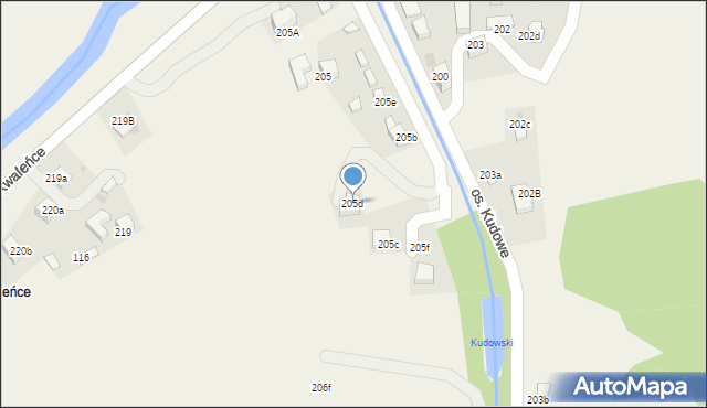 Ochotnica Dolna, Osiedle Kudowe, 205d, mapa Ochotnica Dolna