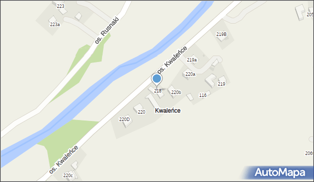 Ochotnica Dolna, Osiedle Kwaleńce, 218, mapa Ochotnica Dolna