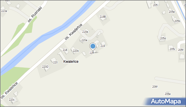 Ochotnica Dolna, Osiedle Kwaleńce, 220e, mapa Ochotnica Dolna