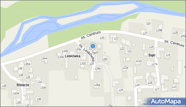 Ochotnica Dolna, Osiedle Leskówka, 129, mapa Ochotnica Dolna