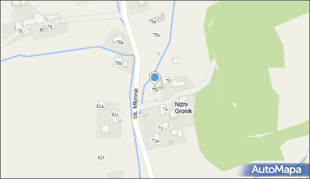 Ochotnica Dolna, Osiedle Młynne, 75c, mapa Ochotnica Dolna