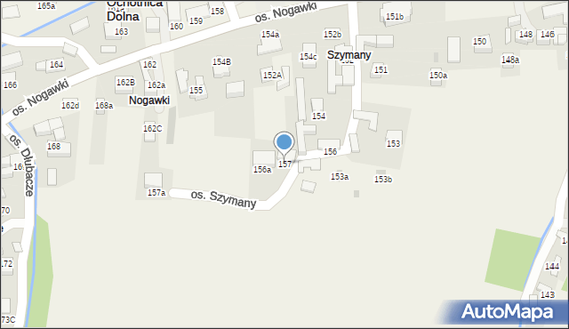 Ochotnica Dolna, Osiedle Nogawki, 157, mapa Ochotnica Dolna