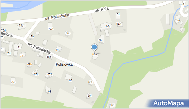 Ochotnica Dolna, Osiedle Polisiówka, 66a, mapa Ochotnica Dolna