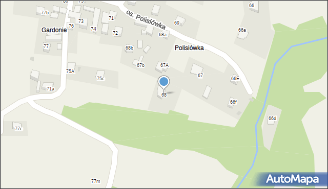 Ochotnica Dolna, Osiedle Polisiówka, 68, mapa Ochotnica Dolna
