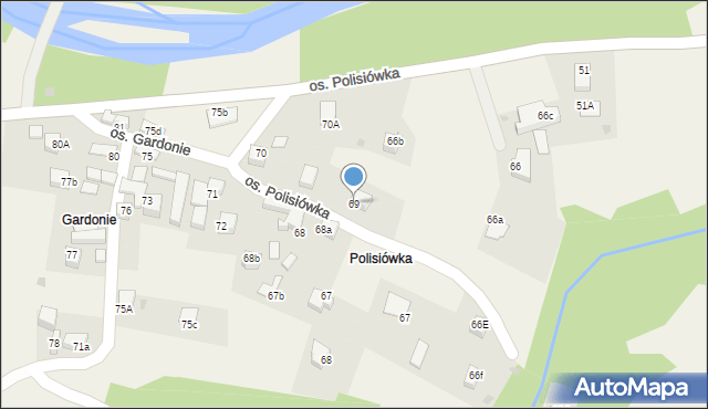 Ochotnica Dolna, Osiedle Polisiówka, 69, mapa Ochotnica Dolna