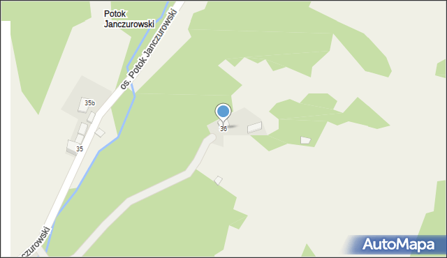 Ochotnica Dolna, Osiedle Potok Janczurowski, 36, mapa Ochotnica Dolna