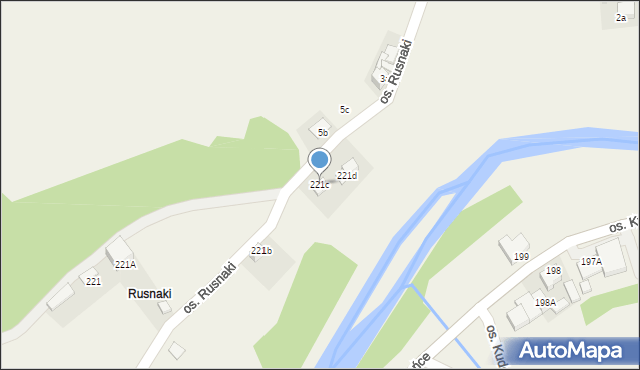 Ochotnica Dolna, Osiedle Rusnaki, 221c, mapa Ochotnica Dolna