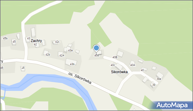 Ochotnica Dolna, Osiedle Sikorówka, 40d, mapa Ochotnica Dolna