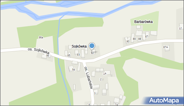 Ochotnica Dolna, Osiedle Sojkówka, 92, mapa Ochotnica Dolna