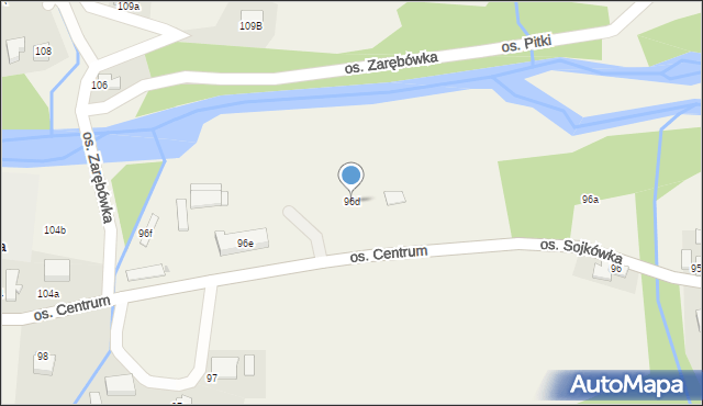 Ochotnica Dolna, Osiedle Sojkówka, 96d, mapa Ochotnica Dolna
