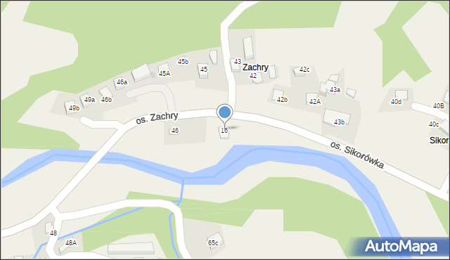 Ochotnica Dolna, Osiedle Zachry, 16, mapa Ochotnica Dolna