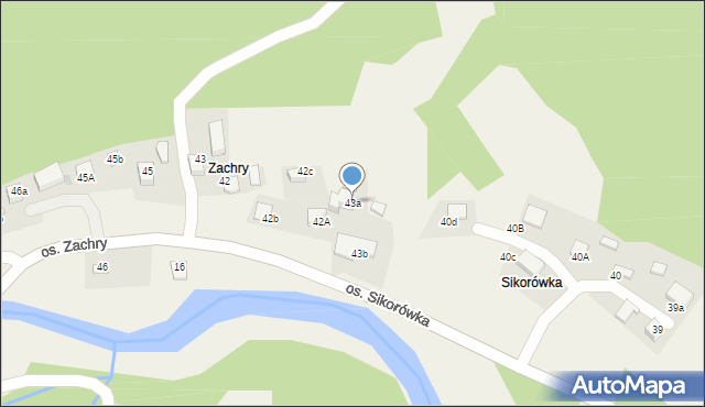 Ochotnica Dolna, Osiedle Zachry, 43a, mapa Ochotnica Dolna