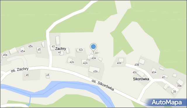 Ochotnica Dolna, Osiedle Zachry, 43c, mapa Ochotnica Dolna