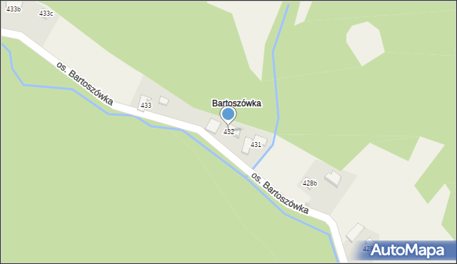 Ochotnica Górna, Osiedle Bartoszówka, 432, mapa Ochotnica Górna