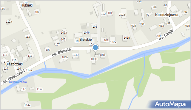 Ochotnica Górna, Osiedle Bielskie, 103a, mapa Ochotnica Górna