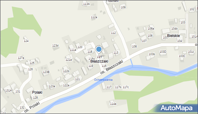Ochotnica Górna, Osiedle Błaszczaki, 115, mapa Ochotnica Górna