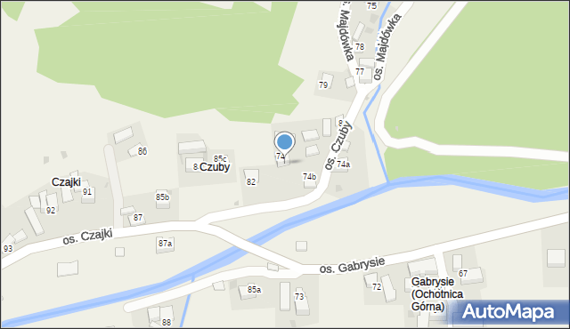 Ochotnica Górna, Osiedle Czuby, 74c, mapa Ochotnica Górna