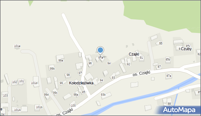 Ochotnica Górna, Osiedle Czuby, 97a, mapa Ochotnica Górna
