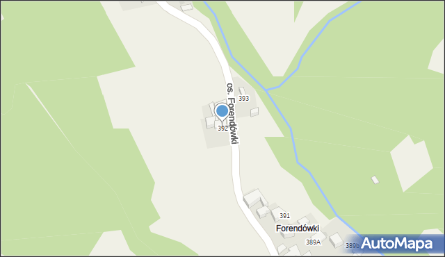 Ochotnica Górna, Osiedle Forendówki, 392, mapa Ochotnica Górna