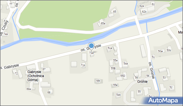 Ochotnica Górna, Osiedle Gabrysie, 71a, mapa Ochotnica Górna
