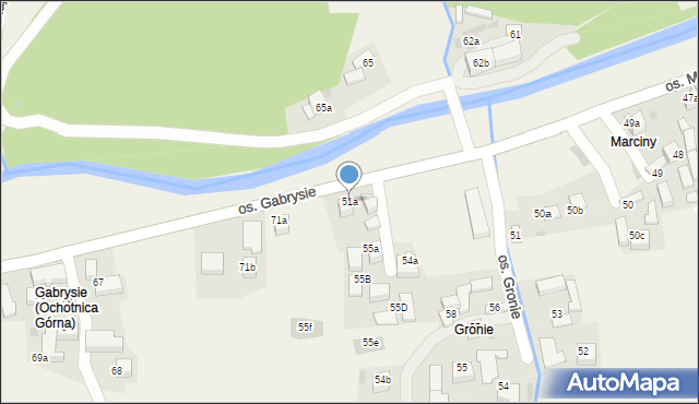 Ochotnica Górna, Osiedle Gronie, 51a, mapa Ochotnica Górna