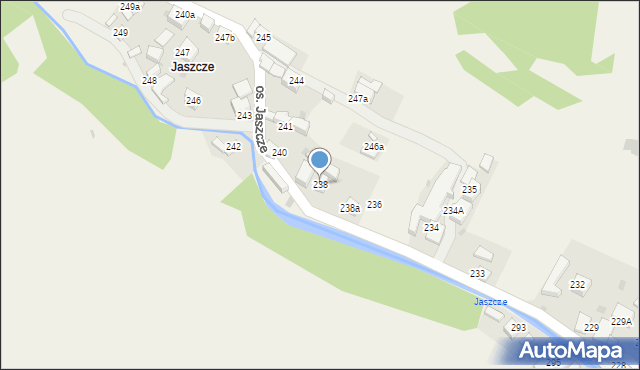 Ochotnica Górna, Osiedle Jaszcze, 238, mapa Ochotnica Górna
