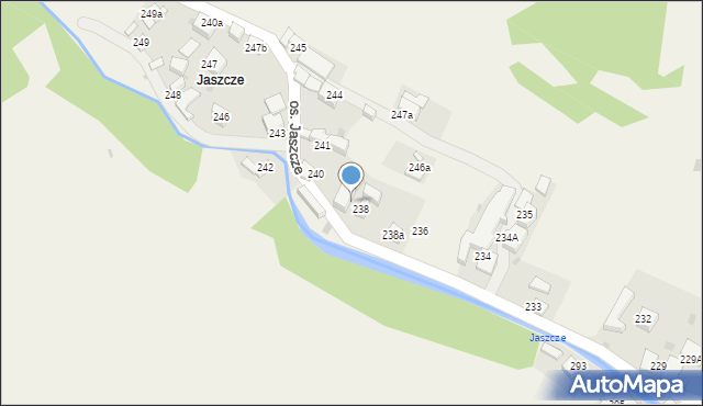 Ochotnica Górna, Osiedle Jaszcze, 239, mapa Ochotnica Górna