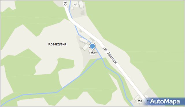 Ochotnica Górna, Osiedle Jaszcze, 260, mapa Ochotnica Górna