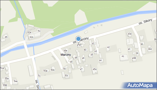 Ochotnica Górna, Osiedle Marciny, 47a, mapa Ochotnica Górna