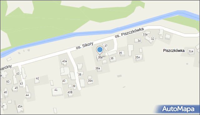 Ochotnica Górna, Osiedle Piszczkówka, 36a, mapa Ochotnica Górna