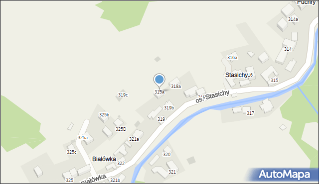 Ochotnica Górna, Osiedle Stasichy, 319A, mapa Ochotnica Górna